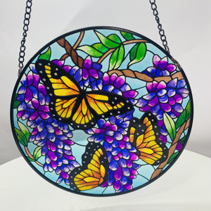 Atrapasoles Artesanales de Mariposa de Vidrieras Decoración de Pared con Cadena Letrero de Corona para Mamá Abuela Amante de las Mariposas - Product Image 4