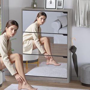 <span class=keywords><strong>Meuble</strong></span> à chaussures autoportant étanche en bois, grand modèle moderne avec <span class=keywords><strong>miroir</strong></span> pour la maison - Product Image 3