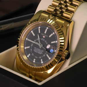 Montre-bracelet homme de luxe moderne en acier inoxydable doré, étanche, lumineuse, mécanique, <span class=keywords><strong>Seiko</strong></span> <span class=keywords><strong>Mod</strong></span> - Product Image 3