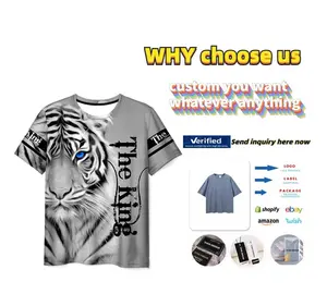 Factory direct sales men's T-shirts 3D animal printing Youth fashion passion sublimation men's short sleeves