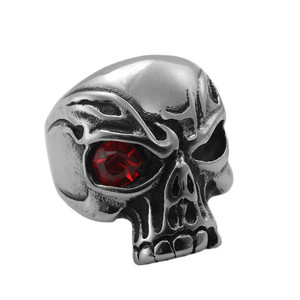 <b>Skull</b> <b>Ring</b> Men's Stainless Steel Silver Red Stone Bezel Setting Retro Punk Jewelry Everyday Wear 290103 - Product Image 5