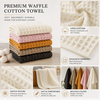 Serviette de toilette 100% coton gaufré 35x75cm, douce, absorbante, séchage rapide, légère, pour salle de bain et cuisine