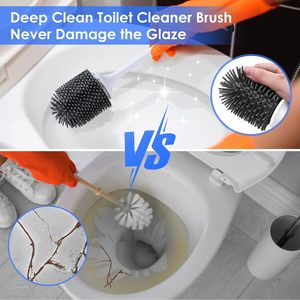 Brosse de toilette écologique 2023 sans angles morts, ensemble de brosses de nettoyage de cuisine à long manche avec support - Product Image 2