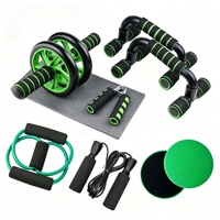 Kit de roulettes avec barre de pompes, corde à sauter, genouillères et AB Carver pour l'entraînement physique