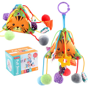 <span class=keywords><strong>Cube</strong></span> sensoriel en <span class=keywords><strong>tissu</strong></span> lavable pour bébé avec anneau de dentition, jouet <span class=keywords><strong>d</strong></span>'activités à tirer, hochet suspendu tête de tigre triangulaire - Product Image 2