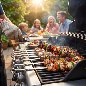 Accessori Premium per Barbecue, Spiedini in Metallo per Grigliare, Spiedini per Kebab in Acciaio Inox con Punta e Manico per Campeggio all'Aperto - Product Image 5