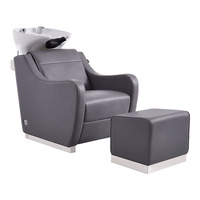 Fauteuil de lavage de luxe de style italien pour cheveux bruns, avec bac en céramique électrique moderne, idéal pour les hôtels