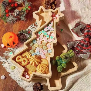 Wooden Christmas Tree <b>Tray</b> Natural Wood Color Serving Plate For <b>Snacks</b> And Candies Kids Party Decoration - Product Image 3