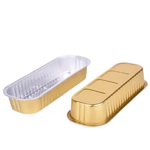 Reliable BBQ Tools Supplier Golden Thicken Baking Pans Rectangular Tin Box Disposable Aluminum Foil Lunch Box