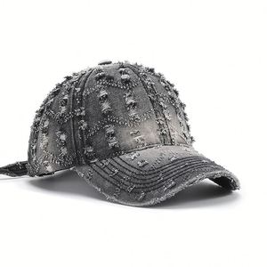 Casquette de baseball unisexe réglable en coton 100% à 6 panneaux, couleur unie délavée, visière incurvée, respirante pour l'extérieur, modèle courant - Product Image 1
