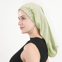 Bonnet de nuit en soie de mûrier de luxe 100% pure, grade 6A, 19MM, pour cheveux longs, doux et lisses, avec large bande élastique, bonnet de douche pour femmes
