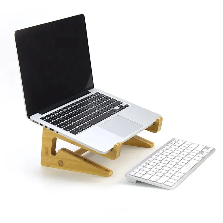 WEIDUN Environmental 2 in 1 Vertical Laptop Wooden desktop Laptop Stand Bamboo Adjustable Laptop Stand