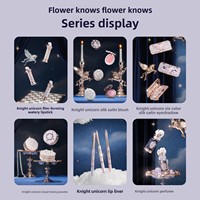 Coffret Cadeau Complet de Maquillage Flower Knows Knight Unicorn ALL-IN, Kit Complet Incluant Tous les Articles : Fard à Paupières, Rouge à Lèvres, Blush, Poudre
