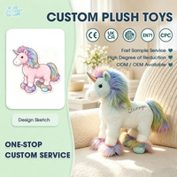 Boneka Unicorn Biru Custom Berkualitas Tinggi, Boneka Kuda Poni Lembut untuk Hadiah Ulang Tahun Anak Perempuan Grosir
