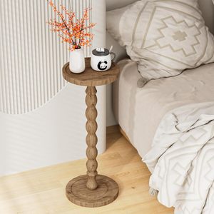 Qingyue Solid Wood <b>Side</b> <b>Table</b> Round Mini Coffee <b>Table</b> Handmade <b>Vintage</b> American Style - Product Image 4