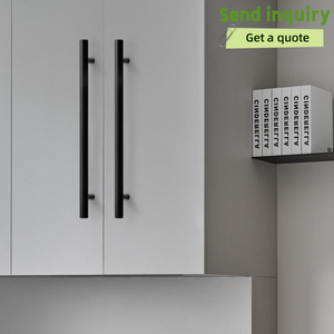 Poignées de meuble en T noir mat à espacement réglable, tirants de tiroir en <span class=keywords><strong>fer</strong></span> massif, quincaillerie robuste pour cuisine - Product Image 3