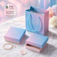 Vente en gros de boîtes à bijoux écologiques à dégradé de couleurs, fabrication sur mesure avec logo, boîte cadeau de luxe à dégradé de couleurs avec sac pour mariage