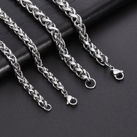Collier Chaîne Maille Blé Franco 3mm 4mm 5mm 6mm pour Femme et Homme, Plaqué Or 14K 18K, Bijoux en Acier Inoxydable Étanche et Anti-ternissement