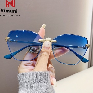 7177 nouveau oeil de chat mode luxe femmes lunettes de <span class=keywords><strong>soleil</strong></span> grand cadre coloré dégradé nuances Uv400 sans monture en métal cadre lunettes de <span class=keywords><strong>soleil</strong></span> - Product Image 6