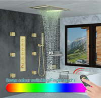 Système de douche complet multifonctions HONGDEC LED avec 6 jets corporels, bec de douche et ensemble de robinetterie de douche à effet pluie et brume