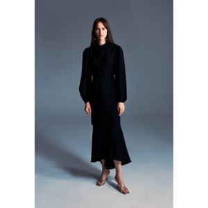 Robe midi noire élégante pour <span class=keywords><strong>femme</strong></span>, robe <span class=keywords><strong>de</strong></span> soirée formelle, longueur midi, tenue <span class=keywords><strong>de</strong></span> soirée - Product Image 5