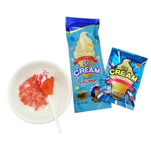 Custom candy toy Halal Lollipop Creative Ice Cream Shape Hard candy Pop plastic stick Sweet popping candy