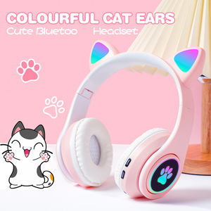 Audífonos <span class=keywords><strong>Inalámbricos</strong></span> Rusos B39 STN28 con Orejas de Gato, Luz Brillante, Sonido Estéreo, Bajos Profundos, <span class=keywords><strong>Cascos</strong></span> para Niños, Regalos para Chicas <span class=keywords><strong>Gamers</strong></span>, Audífonos para Juegos de PC y Teléfono - Product Image 2