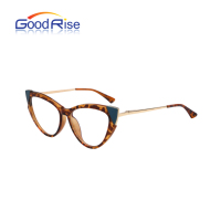 Lunettes de lecture pour femme en forme d'oeil de chat vintage lunettes PC plein cadre en métal temple protection UV filtre bloquant la lumière bleue