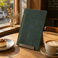Porte-menu en cuir véritable avec bande élastique, pour restaurant, café, bar, hôtel, table de salle à manger