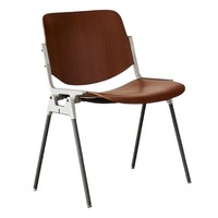Chaise de salle à manger vintage sans accoudoirs à dossier haut, structure en acier inoxydable, empilable, style moderne du milieu du siècle, pour salles à manger et salons