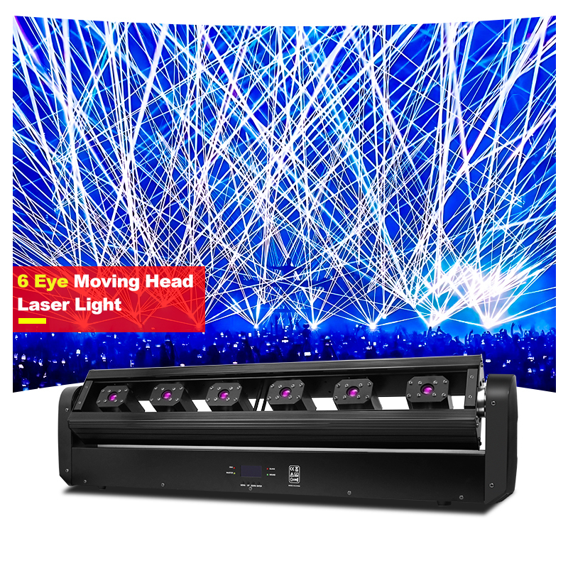 SHTX High Quality Red Green Blue 3in1 6X500mw Moving Laser Light DMX DJ 6 Eyes Night Club Stage Wedding RGB Laser Light Bar