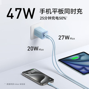 Anker 47W Dual Port Charger With Type <b>C</b> Fast <b>Charging</b> For Universal Devices White A2039 - Product Image 3