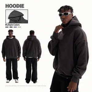 Moda kırpılmış boxy fit boy hoodies özel artı boyutu mens bırak omuz kalın giyim erkek hoodies