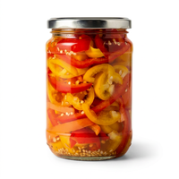 Pimientos en salmuera, sabor salado, verduras en conserva, recipiente de vidrio para almacenamiento, fabricante OEM de marca privada, en rodajas, 2 años de duración