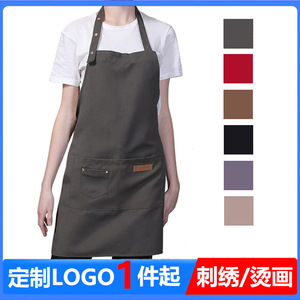 Japanese Style Canvas <b>Apron</b> Solid Color Adjustable Waist For Kitchen Restaurant Hairdresser Bakery Coffee Shop Use - Product Image 3