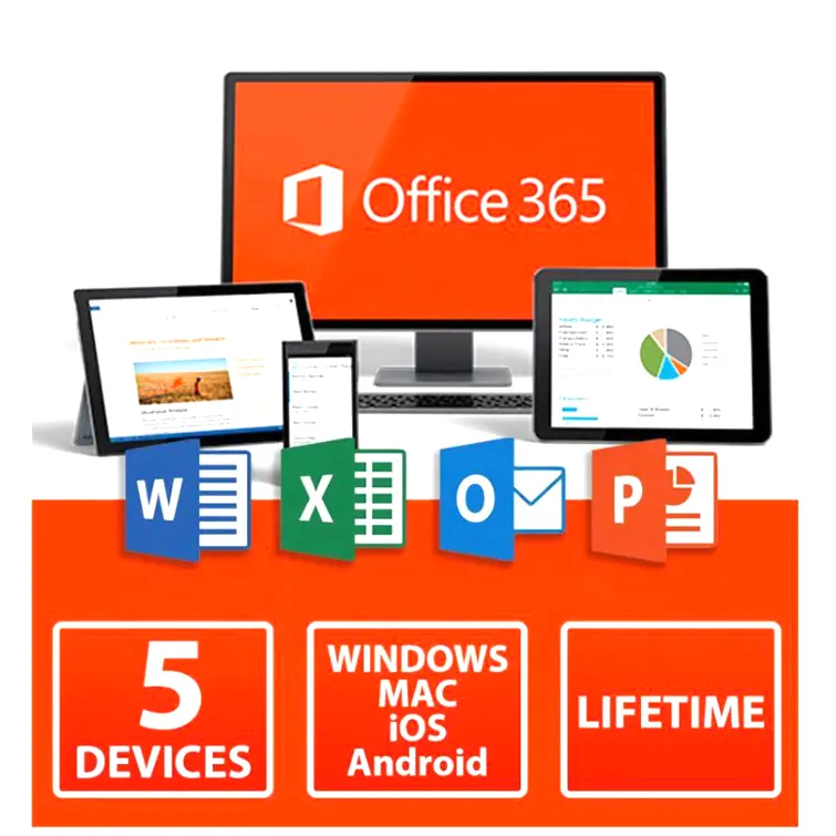 office 365 מקצועי פלוס הפעלה מקוונת חשבון+סיסמה 5pc 5uer