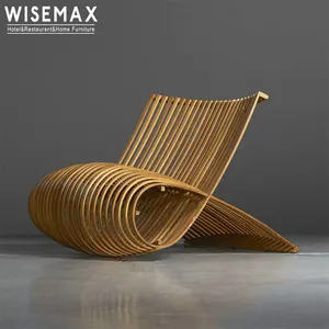 WISEMAX 가구 소박한 단단한 나무 레저 의자 호텔 야외 가구 미니멀리스트 라운지 의자 디자이너 싱글 소파 의자