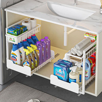 OWNSWING 2 Tier Pull Out Storage Rack Cabinet Organizer mit Schiebe schublade Aufbewahrung draht korb für Küche unter Waschbecken