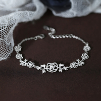 Bracelets à breloques en dentelle irrégulière fine pour femmes, en argent sterling 925, bracelet chaîne à maillons tendance, bijoux de créateur personnalisés, vente en gros