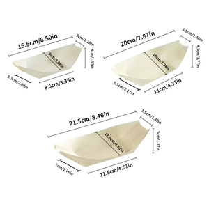 50 Pièces Assiettes jetables écologiques en bois en forme de bateau pour sushis, salades, desserts, plateaux pour la maison, les fêtes et les mariages - Product Image 6
