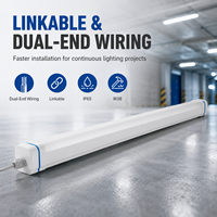Luminaire Tri-Proof Interconnectable par Câblage avec Entrée de Câble Double Extrémité, Indice de Protection IP65, Garantie 5 Ans pour Rangées Continues, Entrepôts et Ateliers