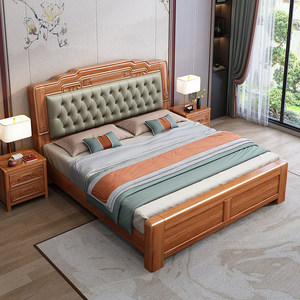 Meubles de chambre à coucher avec lit double - Lit double extra-large pour deux <span class=keywords><strong>personnes</strong></span>, lit double en bois avec tiroir pour rangement. - Product Image 2