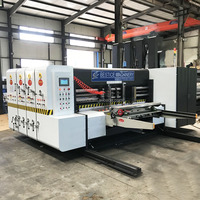 Mesin Cetak Flexo Tinta Air untuk Kotak Karton Bergelombang, Mesin Slotting Die Cut 2 Warna, Pembuat Kotak Karton Dua Warna Ganda