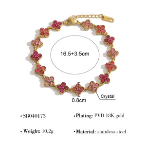 Set di <span class=keywords><strong>Gioielli</strong></span> in Acciaio Inossidabile 316L con Bracciale e Collana a Quadrifoglio con Zirconi, Accessori per Donna - Product Image 5