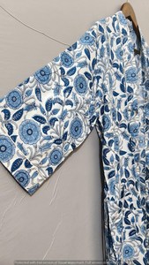 Bata Kimono de Algodón con Estampado Floral para Mujer, Manga Tres Cuartos, Estilo Casual, Ligera y Suave para Primavera - Product Image 3