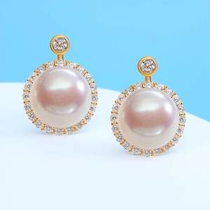 Accessoires en perles DIY, support creux pour clous d'oreille en argent S925 avec perles rondes de 8-9 mm, boucles d'oreilles en argent 22549DIY - Product Image 2