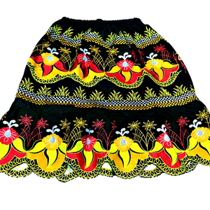 Wholesale Women Hawaiian Embroidered Chiffon <b>Skirts</b> Tropical Floral <b>Elastic</b> Waist A-Line Preppy Style Knee-Length Summer Beach - Product Image 1