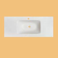 Ensemble de lavabo de salle de bain moderne blanc monobloc sans joint en dalle de roche, avec miroir mural inclus, en céramique frittée, direct usine