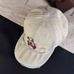 Distressed Washed Gradient Ripped Cartoon Embroidered PVC Denim Duckbill Baseball <strong>Cap</strong> - Product Image 3
