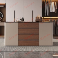 Vitrine de présentation de bijoux moderne, de haute qualité et durable, avec éclairage LED, îlot central pour bijoux de dressing, armoire de rangement dorée